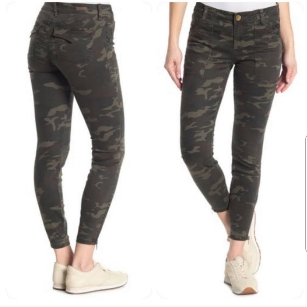 NWT Kut From The Kloth Dark Green Camo Army Skinny Ankle Pants Womens 0 Petite